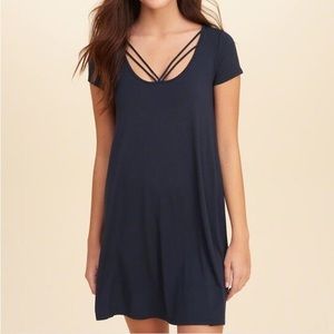 navy cross-front dress | Hollister